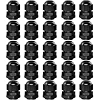 QitinDasen 25Pcs Premium Nylon Cable Gland- PG13.5 Prensaestopa- 6～12mm Ajustable IP68 Impermeable Empalmes de…